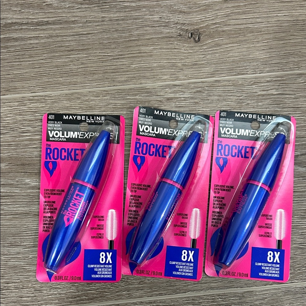 3X Maybelline The Rocket Mascara #401 very black